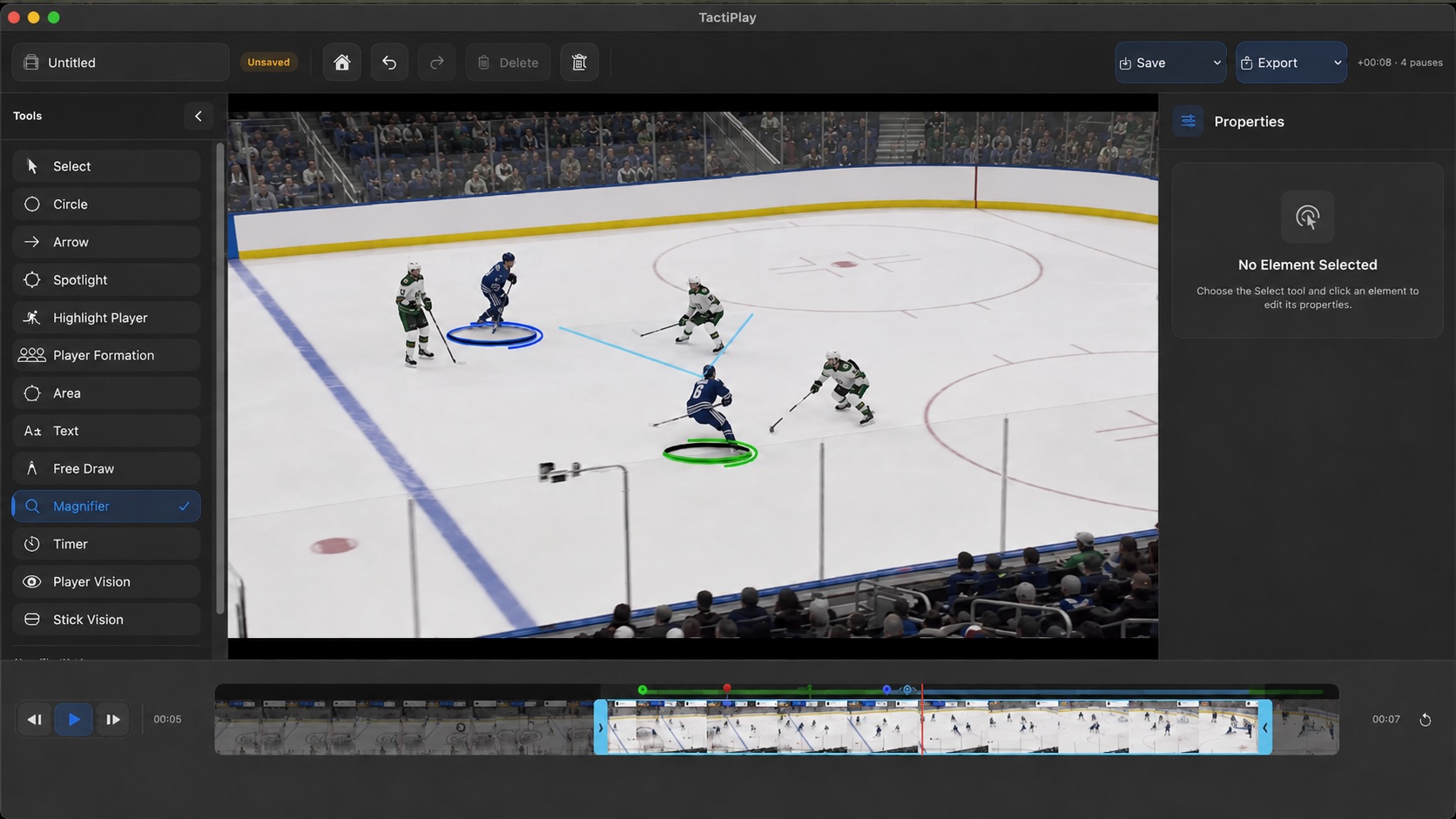 TactiPlay player highlights and tactical movement on hockey footage